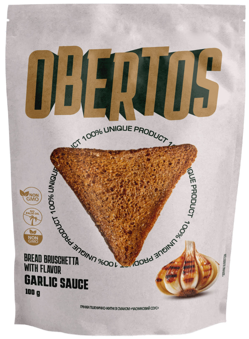 GRZANKI OBERTOSY PSZENNO-ŻYTNIE 100g O SMAKU "CZOSNKOWYM"